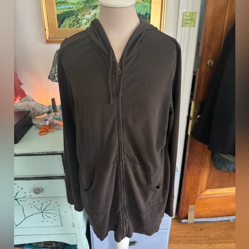 Make + Model Chocolate Brown Distressed Cotton Ho… - image 1